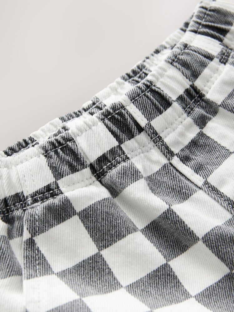 Black/White Checkerboard 100% Cotton Pull On Wide Trousers (3mths-7yrs) - Image 8 of 8
