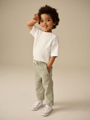 Зеленый - Широкие лен Blend брюки с эластичным поясом (3mths-7yrs) - Image 2 of 8