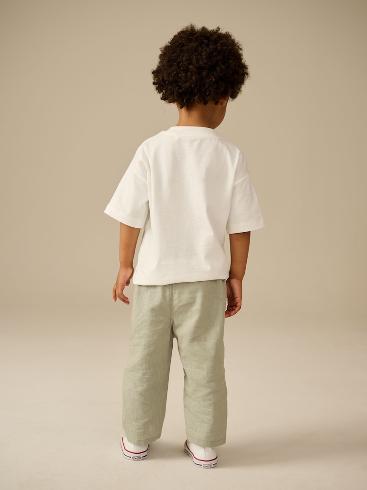 vert - Pantalon large en lin Blend à enfiler (3mois-7ans) - Image 3 of 8