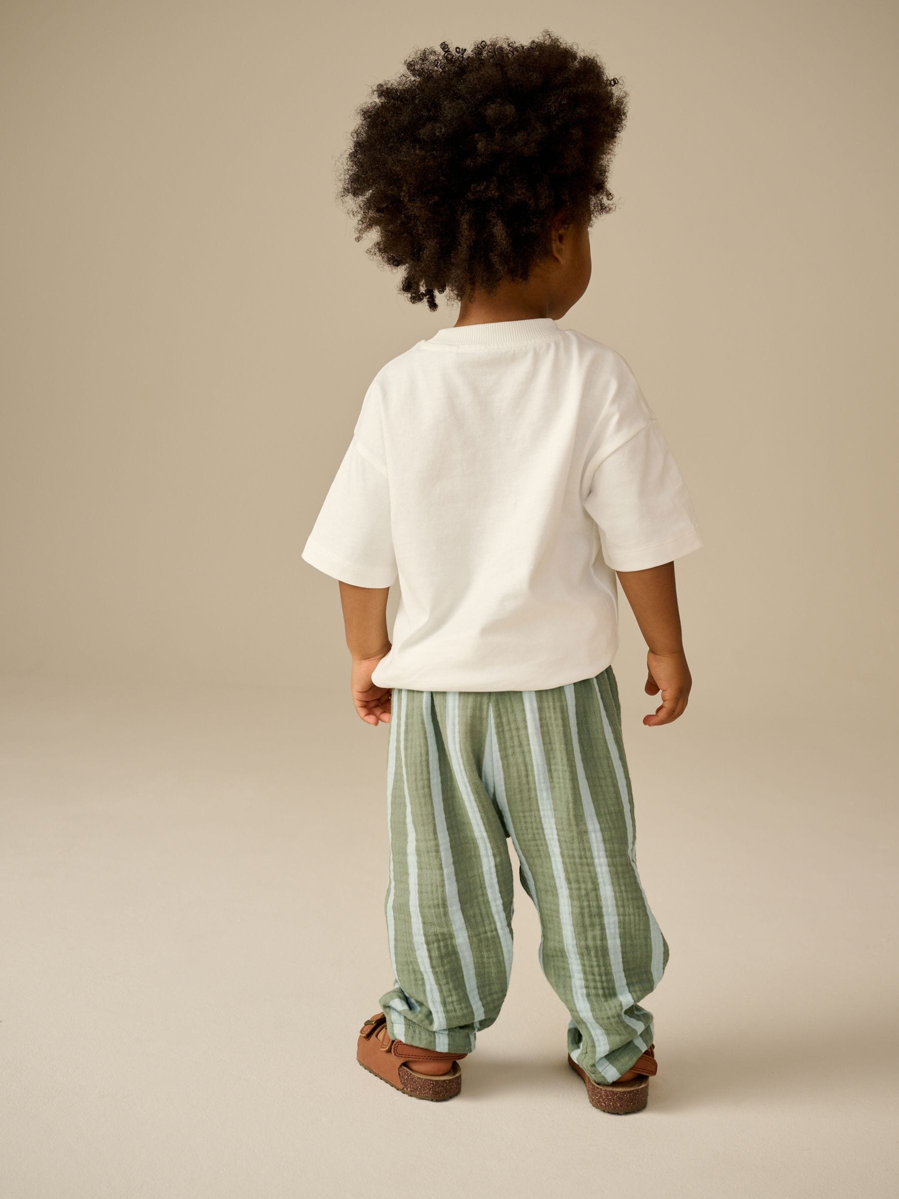Buy Sage Green Stripe Soft Textured 100% Cotton Trousers