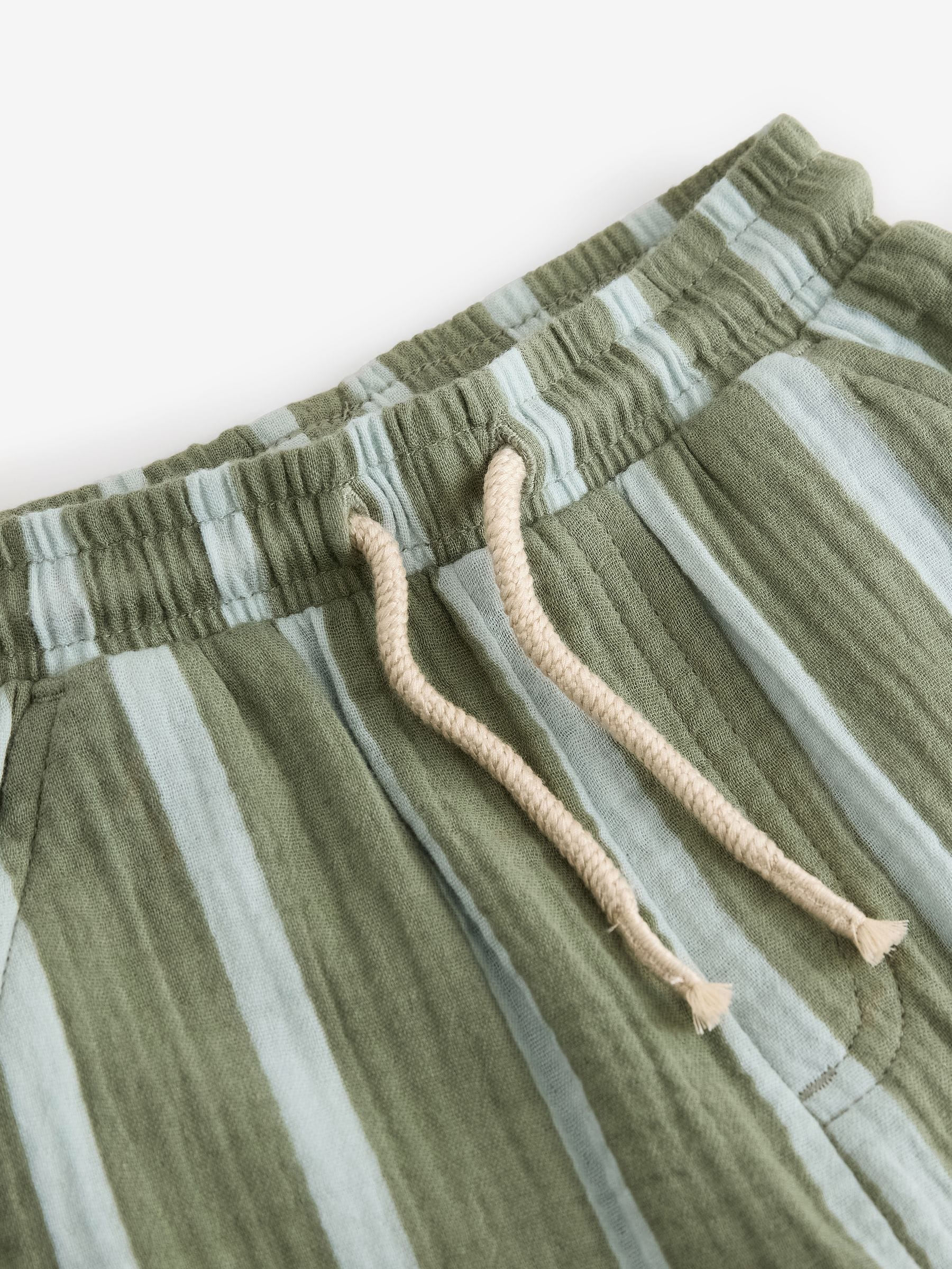 Buy Sage Green Stripe Soft Textured 100% Cotton Trousers