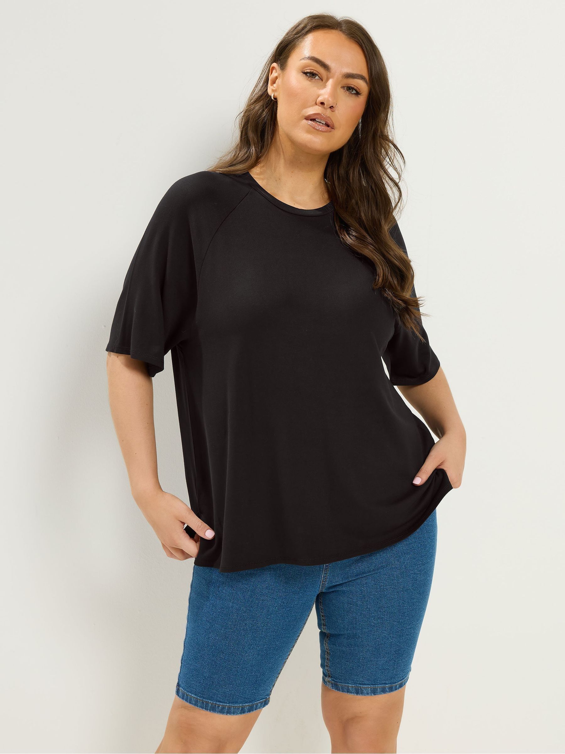 Yours Women's Soft Touch Raglan T-Shirt in Black | Size: 30-32 - Image 7