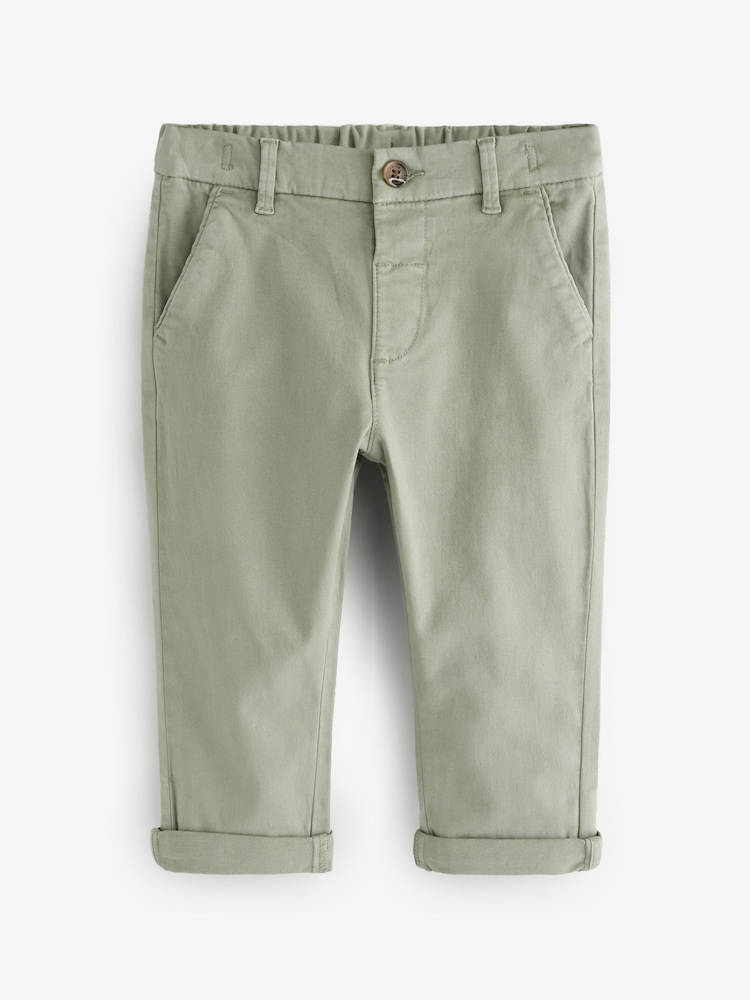 Sage Green Stretch Chinos Trousers (3mths-7yrs) - Image 1 of 4