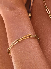 Gold Tone Stainless Steel Paperclip Chain Bracelet - Image 4 of 7