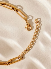 Gold Tone Stainless Steel Paperclip Chain Bracelet - Image 5 of 7