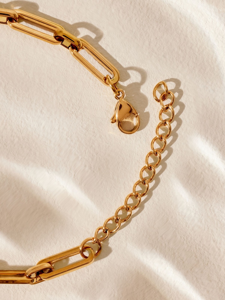 Tonalité d'or - Bracelet en acier inoxydable avec chaîne de trombones - Image 5 of 7