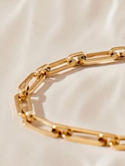 Gold Tone Stainless Steel Paperclip Chain Bracelet - Image 6 of 7