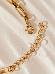 Gold Tone Stainless Steel Paperclip Chain Bracelet - Image 7 of 7