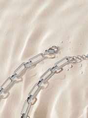 Silver Tone Waterproof Stainless Steel Paperclip Chain Bracelet - Image 10 of 11