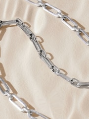 Silver Tone Waterproof Stainless Steel Paperclip Chain Bracelet - Image 11 of 11