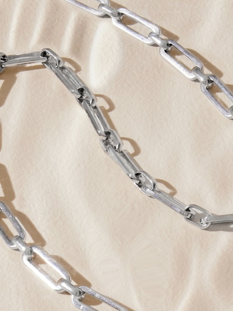 Silver Tone Waterproof Stainless Steel Paperclip Chain Bracelet - Image 11 of 11