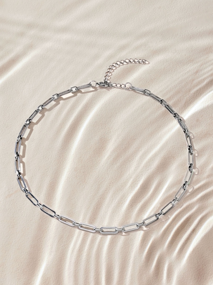 Tonalité argentée - Bracelet en acier inoxydable avec chaîne de trombones - Image 6 of 8