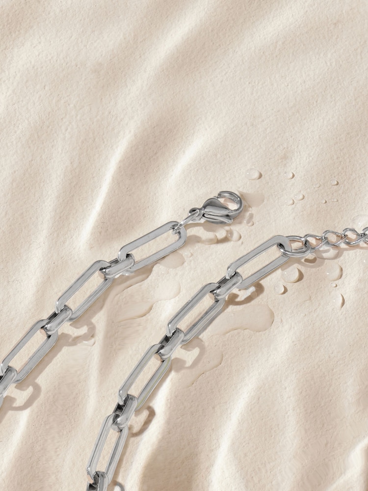 Tonalité argentée - Bracelet en acier inoxydable avec chaîne de trombones - Image 7 of 8