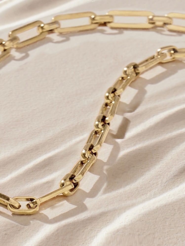 گولڈ ٹون - Stainless Steel Waterproof Paperclip Chain Necklace - تصویر 9 از 9