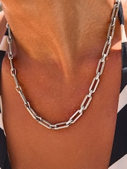 Silver Tone Stainless Steel Paperclip Chain Necklace - Image 3 of 9
