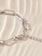 Silver Tone Stainless Steel Paperclip Chain Necklace - Image 8 of 9