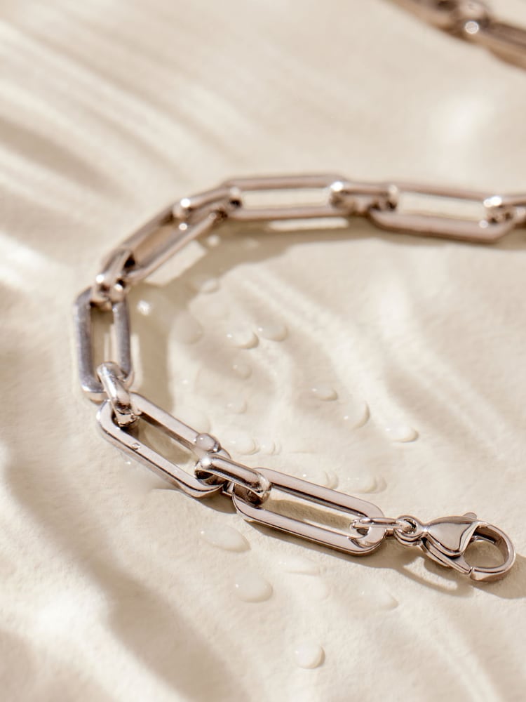 Silver Tone Stainless Steel Paperclip Chain Necklace - Image 9 of 9