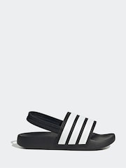 adidas Black/White Adilette Estrap Slides - Image 1 of 9