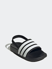 adidas Black/White Adilette Estrap Slides - Image 3 of 9