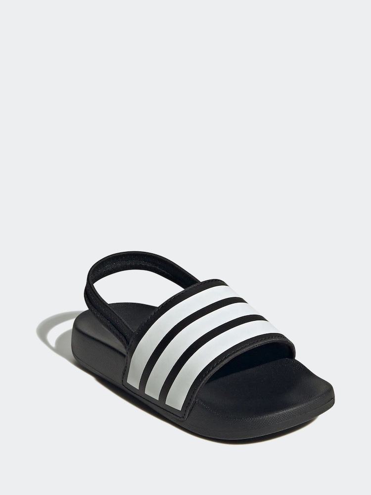 adidas Black/White Adilette Estrap Slides - Image 3 of 9