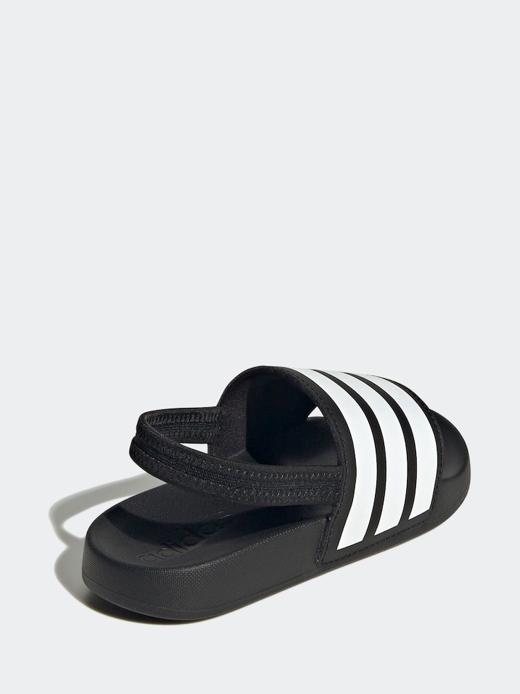 adidas Black/White Adilette Estrap Slides - Image 4 of 9