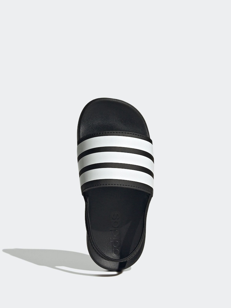 adidas Black/White Adilette Estrap Slides - Image 6 of 9