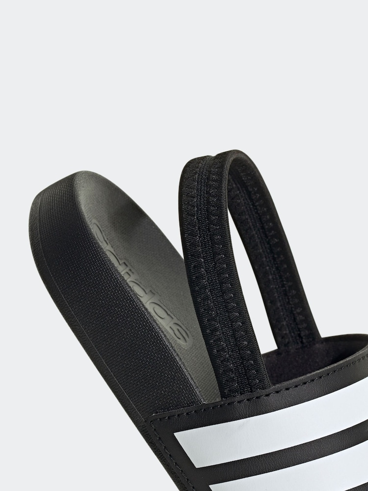 adidas Black/White Adilette Estrap Slides - Image 9 of 9