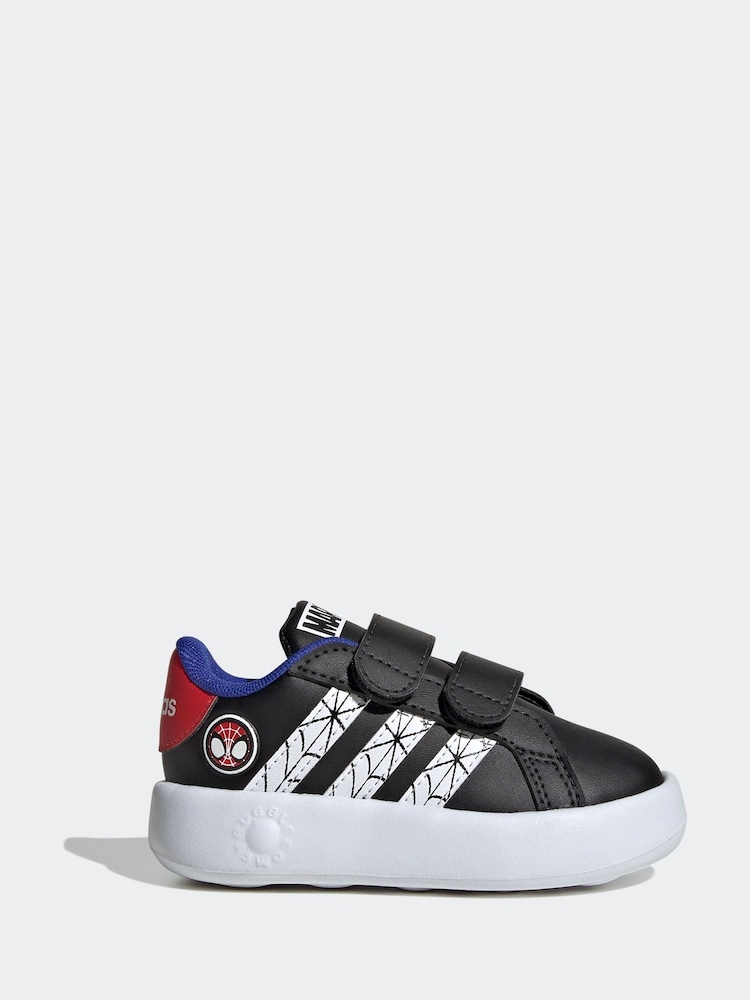 adidas Charcoal Black Marvel's Spider-Man Grand Court Trainers - Image 1 of 9