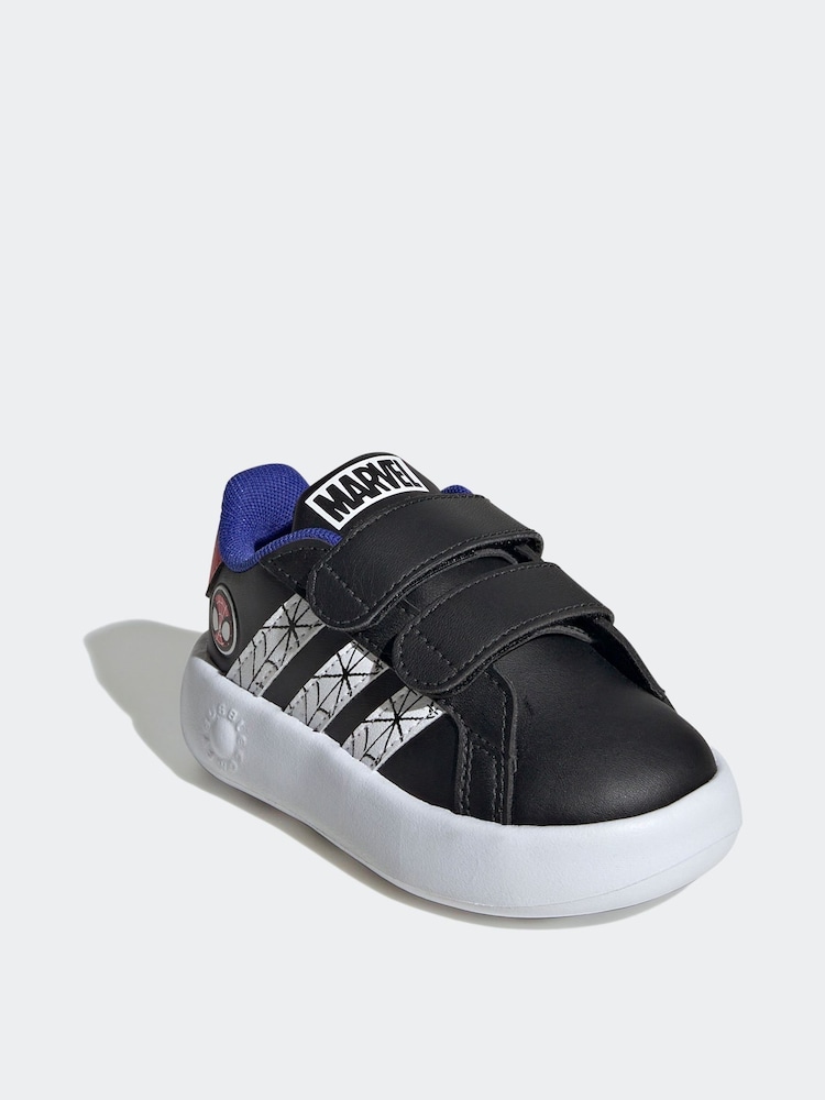 adidas Charcoal Black Marvel's Spider-Man Grand Court Trainers - Image 3 of 9