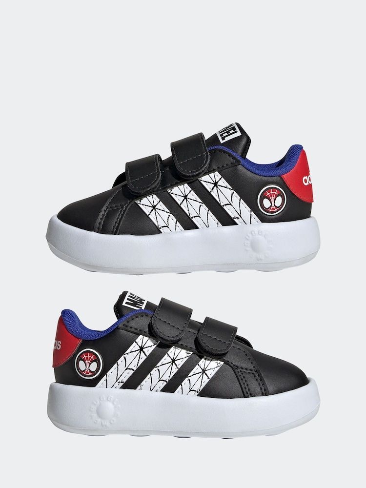 adidas Charcoal Black Marvel's Spider-Man Grand Court Trainers - Image 5 of 9