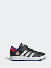 adidas Dark Black Marvel's Kids Spider-Man Grand Court Trainers - Image 1 of 9