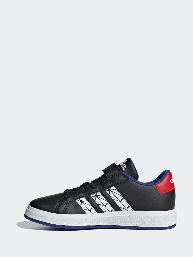 adidas Dark Black Marvel's Kids Spider-Man Grand Court Trainers - Image 2 of 9