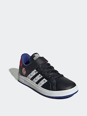 adidas Dark Black Marvel's Kids Spider-Man Grand Court Trainers - Image 3 of 9