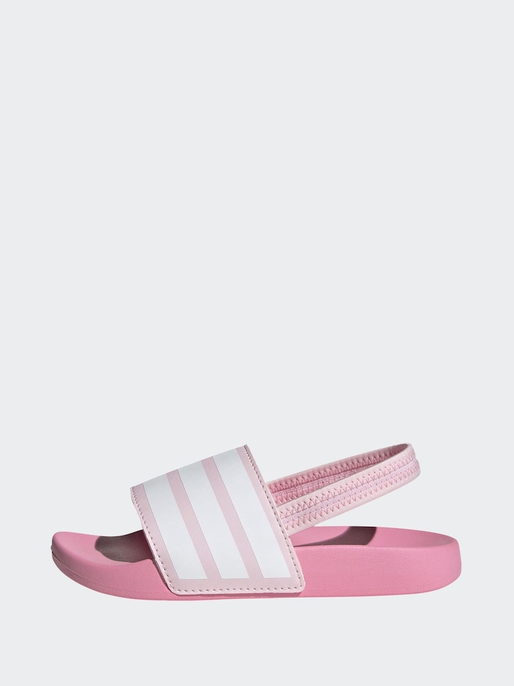 adidas Pink Adilette Estrap Kids Slides - Image 10 of 10