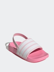 adidas Pink Adilette Estrap Slides - Image 3 of 8