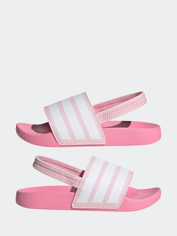 adidas Pink Adilette Estrap Slides - Image 5 of 8