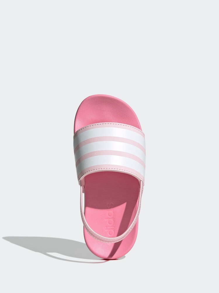adidas Pink Adilette Estrap Slides - Image 6 of 8