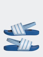 adidas Blue Adilette Estrap Slides - Image 5 of 9