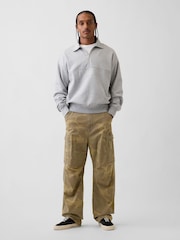 Pelēks - Gap Heavyweight Oversized Logo Half-Zip Pullover Sweatshirt - Attēls 3 no 4