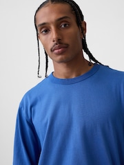 Gap Blue Heavyweight Relaxed Long Sleeve T-Shirt - Image 4 of 4