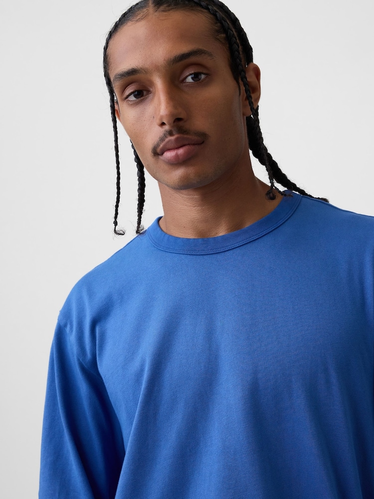 Gap Blue Heavyweight Relaxed Long Sleeve T-Shirt - Image 4 of 4