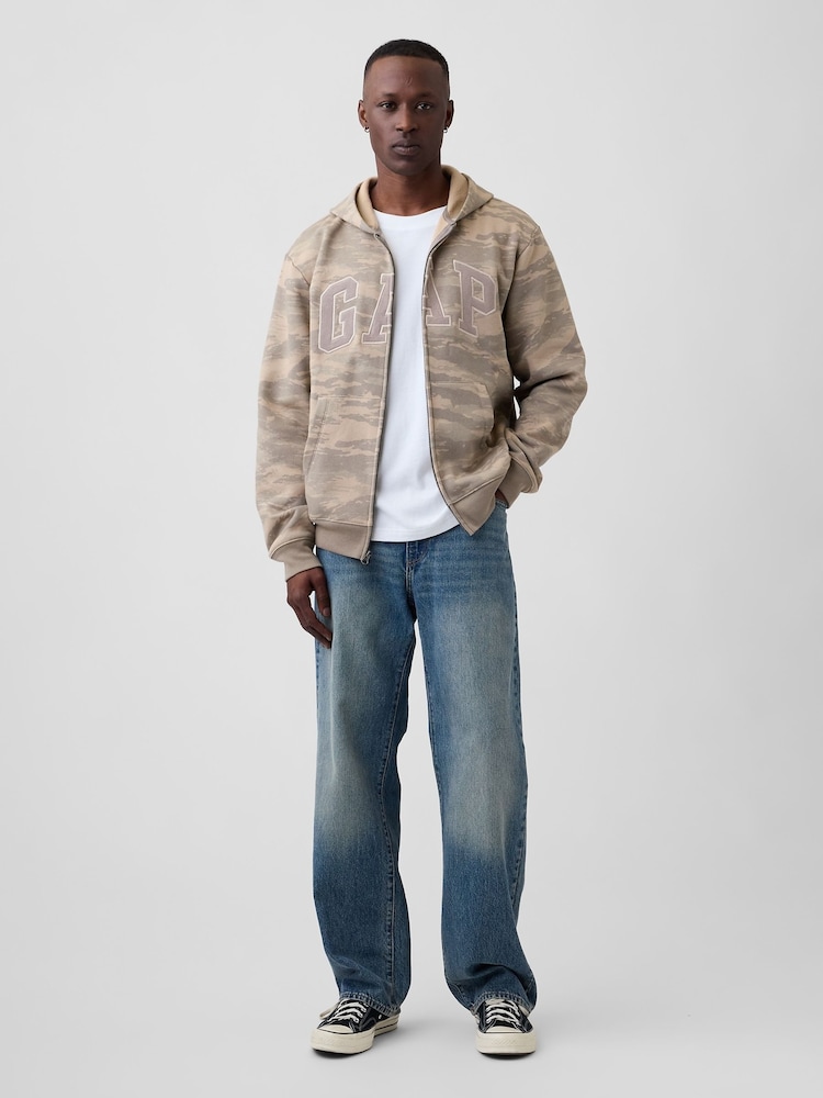 Gap Brown Camo Relaxed Gap Logo Zip Hoodie - Image 3 of 3