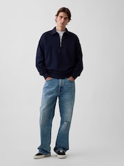 Jūras spēki - Gap Heavyweight Oversized Logo Half-Zip Pullover Sweatshirt - Attēls 3 no 4