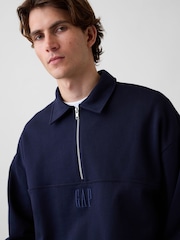 Jūras spēki - Gap Heavyweight Oversized Logo Half-Zip Pullover Sweatshirt - Attēls 4 no 4