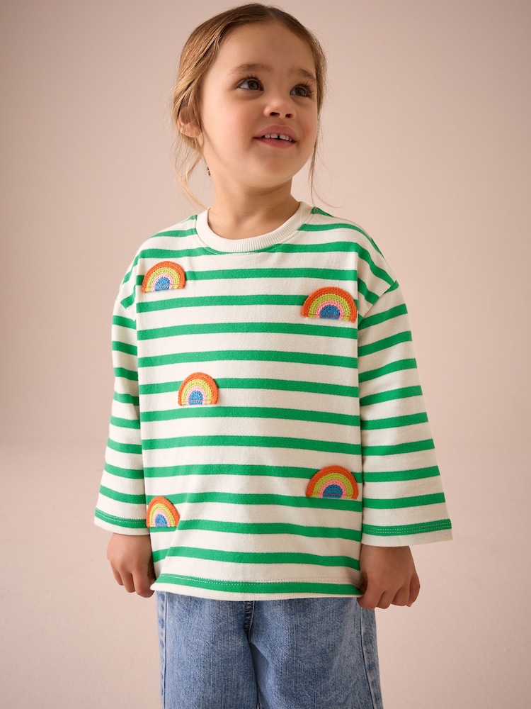 Green Long Sleeve 100% Cotton T-Shirt (3mths-7yrs) - Image 1 of 8