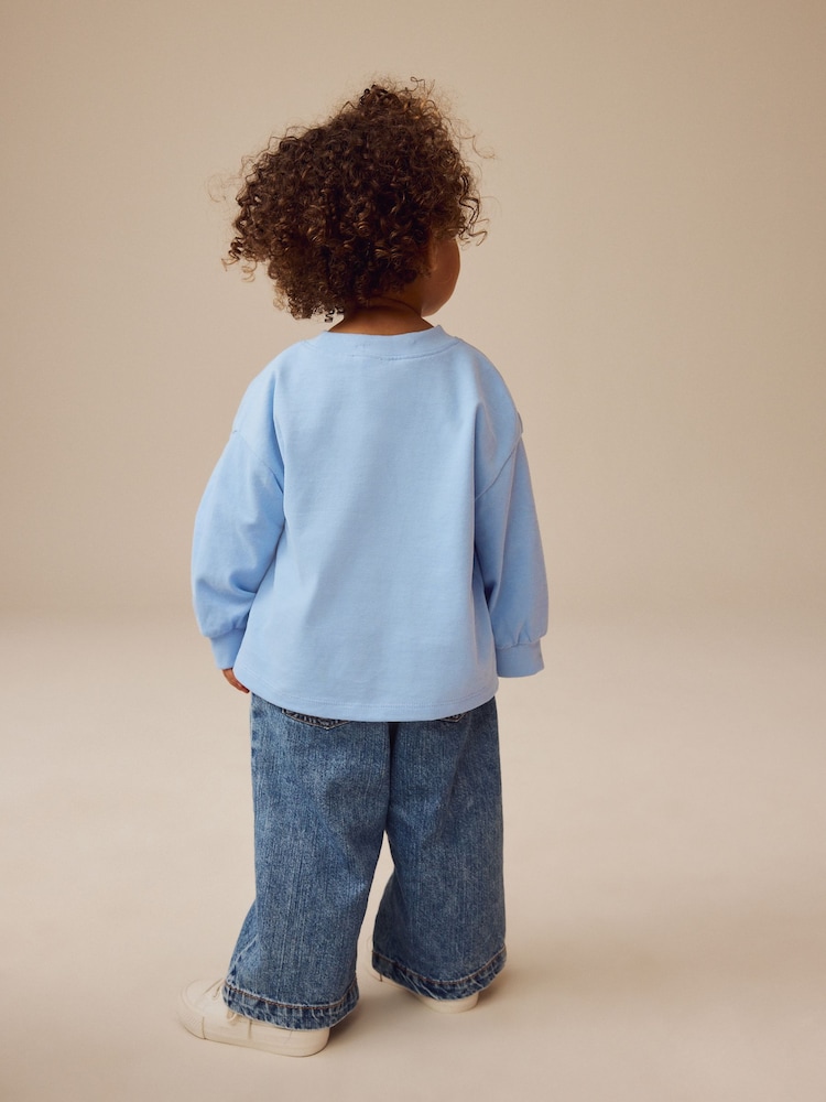 Blue Unicorn Long Sleeve 100% Cotton T-Shirt (3mths-7yrs) - Image 3 of 8