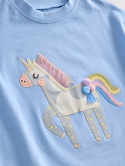 Blue Unicorn Long Sleeve 100% Cotton T-Shirt (3mths-7yrs) - Image 7 of 8