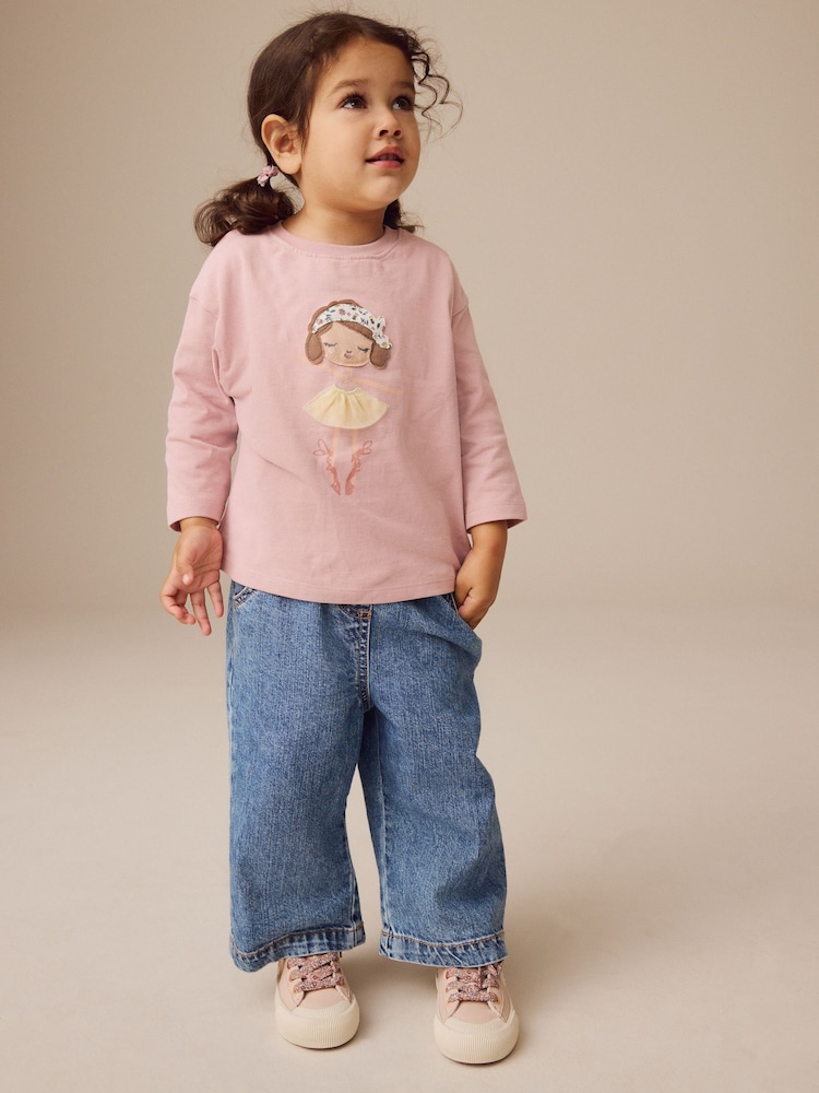 Pink Ballerina Long Sleeve 100% Cotton T-Shirt (3mths-7yrs) - Image 2 of 8