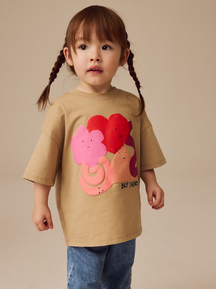 Neutral Heart Girls Short Sleeve 100% Cotton T-Shirt (3mths-7yrs) - Image 1 of 8 Neutral Heart Girls Short Sleeve 100% Cotton T-Shirt (3mths-7yrs) - Image 1 of 8