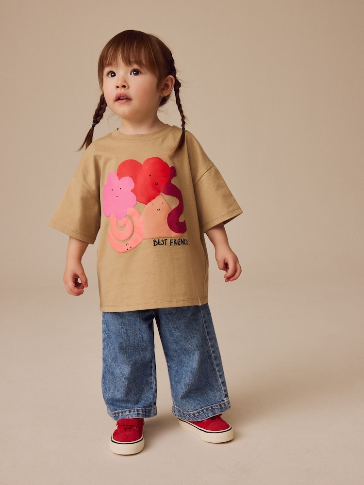 Neutral Heart Girls Short Sleeve 100% Cotton T-Shirt (3mths-7yrs) - Image 2 of 8 Neutral Heart Girls Short Sleeve 100% Cotton T-Shirt (3mths-7yrs) - Image 2 of 8